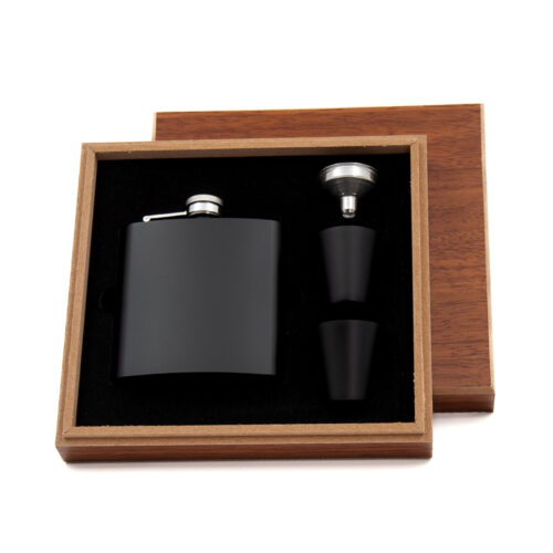 Flask and shot glasses
